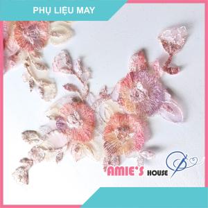 (2 miếng) Miếng Vá, miếng đắp 3D thêu 7 màu Trang Trí Phù Hiệu May Đắp Vải Quần Áo