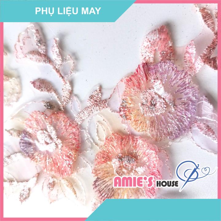 (2 miếng) Miếng Vá, miếng đắp 3D thêu 7 màu Trang Trí Phù Hiệu May Đắp Vải Quần Áo